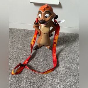 Disney Parks Timon Sipper with Red and Yellow Lanyard Holder. New.